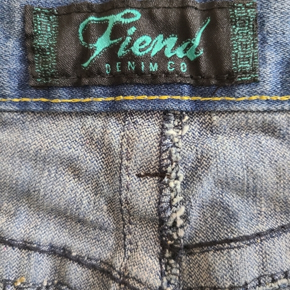 Fiend Denim Co. Light Wash Distressed Straight Leg Heavy Stitching Jeans 36 x 32 - Picture 6 of 7